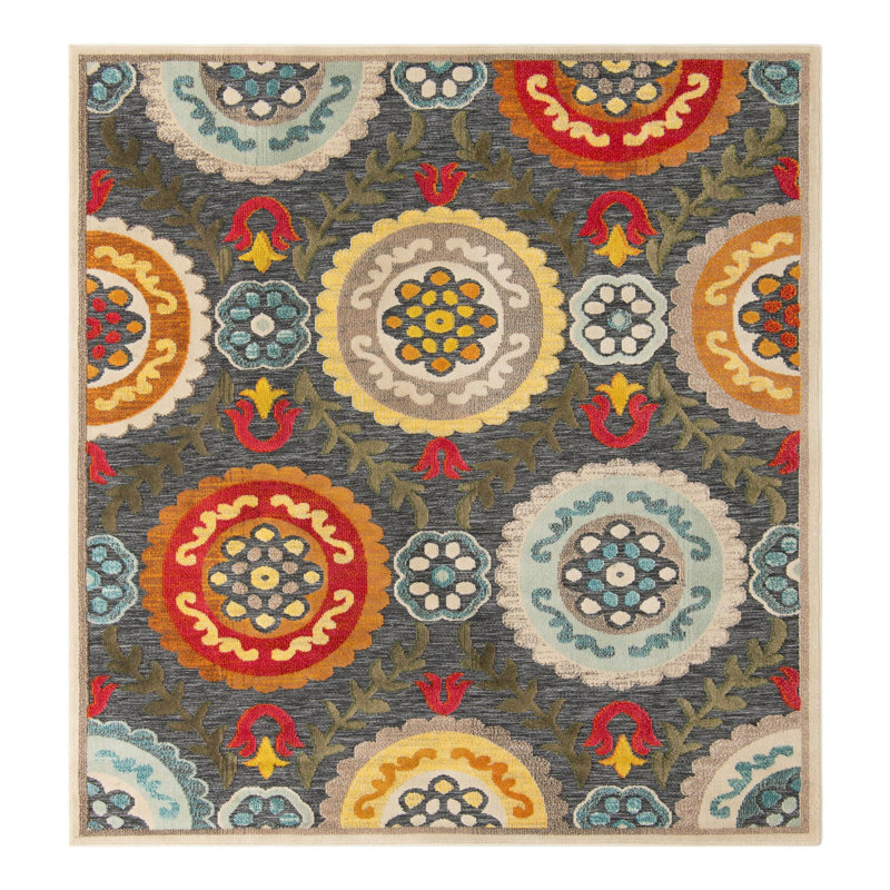 Bungalow Rose Oualida Caimin Indoor/Outdoor Area Rug, Square 7'10"