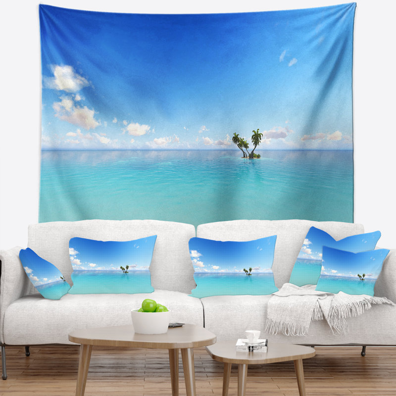 Tapisserie marine paysage marin, H 50 po x l 60 po