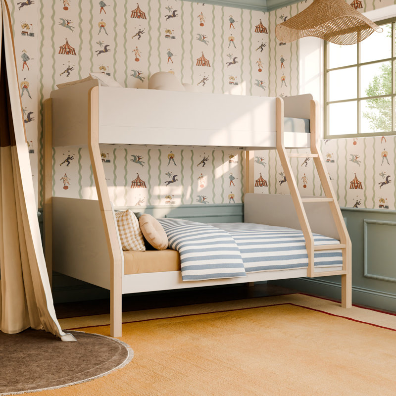 TipToe Twin-Over-Full Bunk Bed, White/Washed Natural