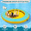 8 Ft Round Inflatable Floating Dock Hammock With Carrying Bag & Detachable Ladder, Yellow And Bright Mint Green
