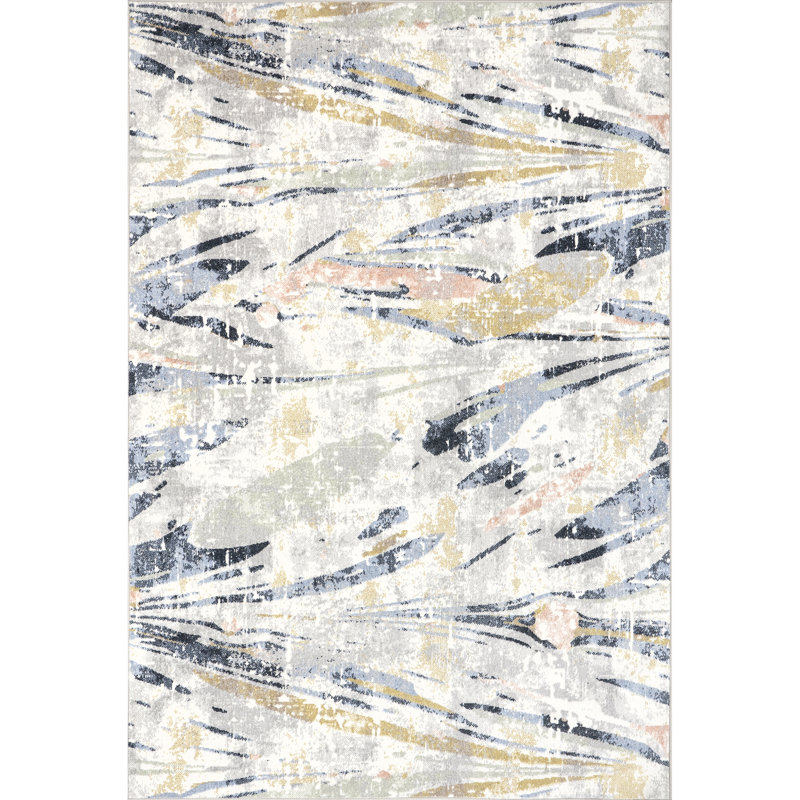 Daveign SpinClean Abstract Lines Machine Washable Area Rug, Rectangle 5'3" x 7'6"