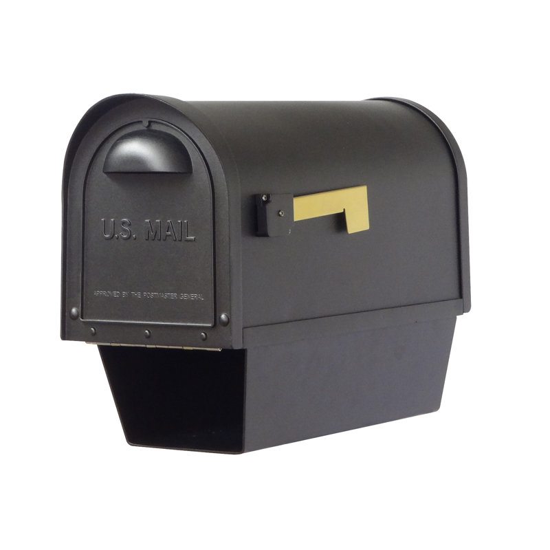 Classic Black Aluminum Double Mailbox with Post and Newspaper Tube