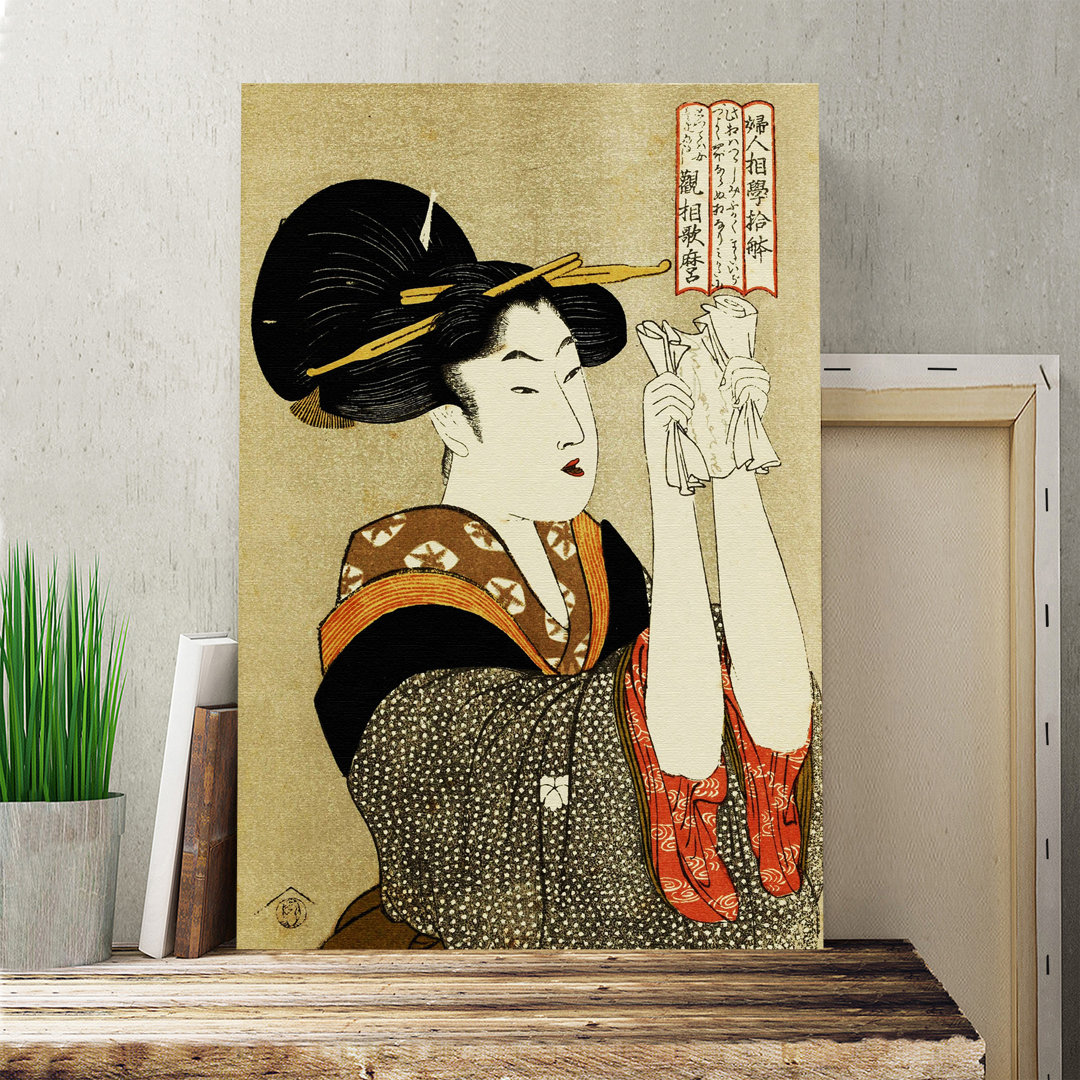 Vintage Japanese Oriental by Kitagawa Utamaro - Wrapped Canvas