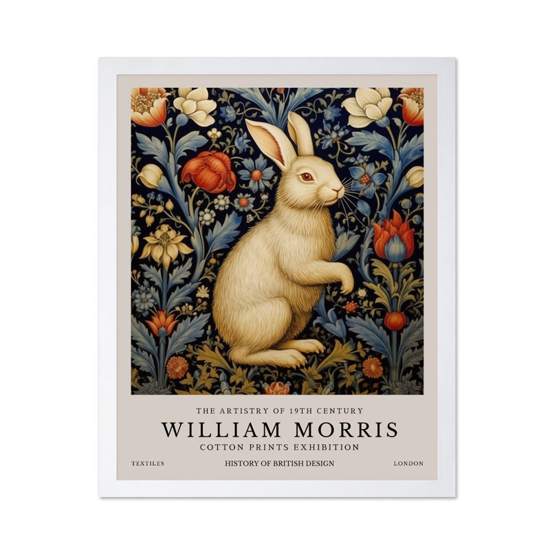 William Morris - White Rabbit No1, Poster, White Framed, 11"H x 14"W