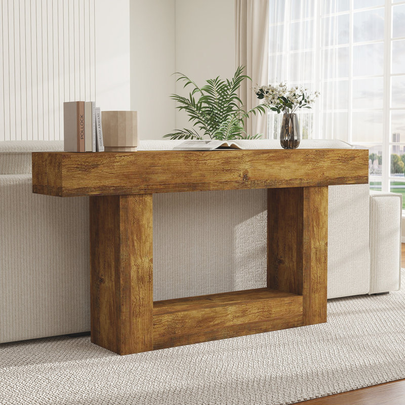 63" Narrow Console Table, 2-Tier Entryway Sofa Table, 11.8" Depth, 260 Lb Capacity, Easy 15-Min Assembly, Brown