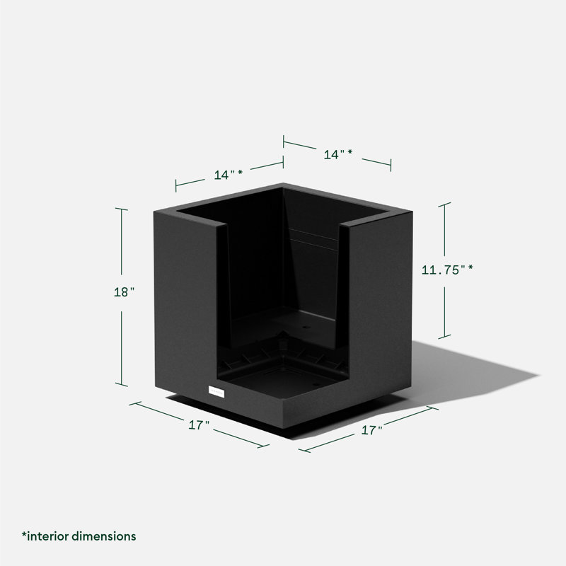 Veradek Black Recycled Plastic Cube Planter 18"