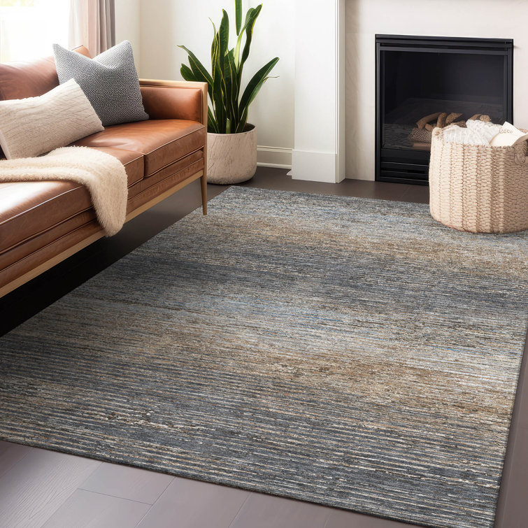 Machine Washable Indoor/Outdoor Christain ACN1270 Pewter Rug