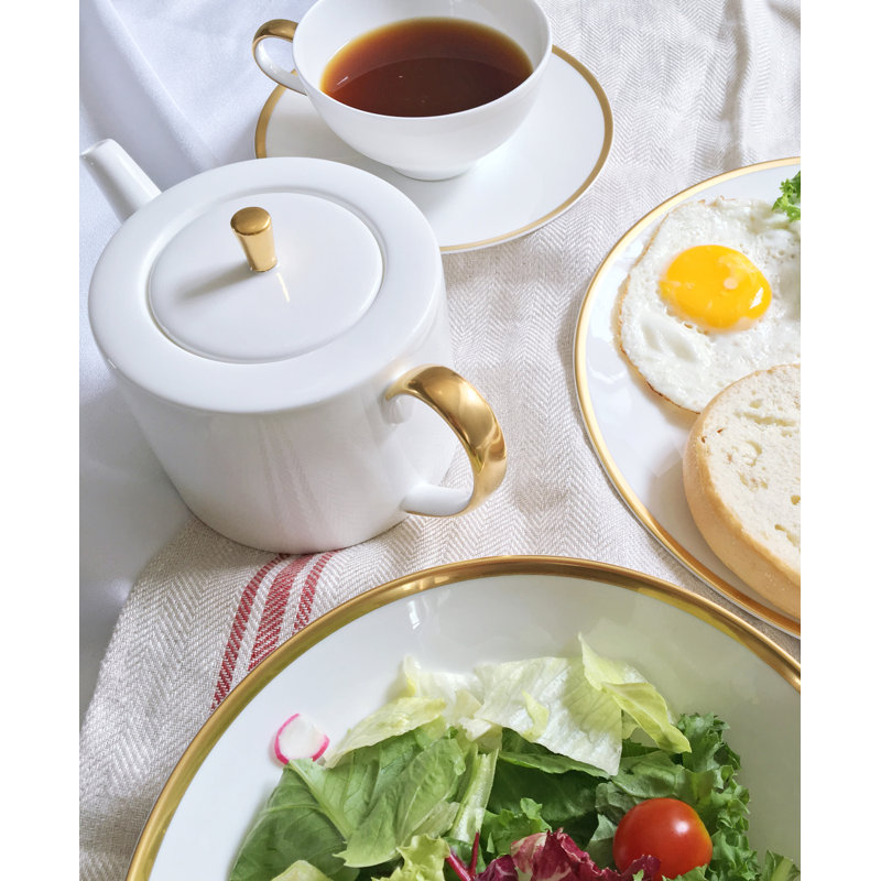 Golden Edge 32 oz. Bone China Tea Pot