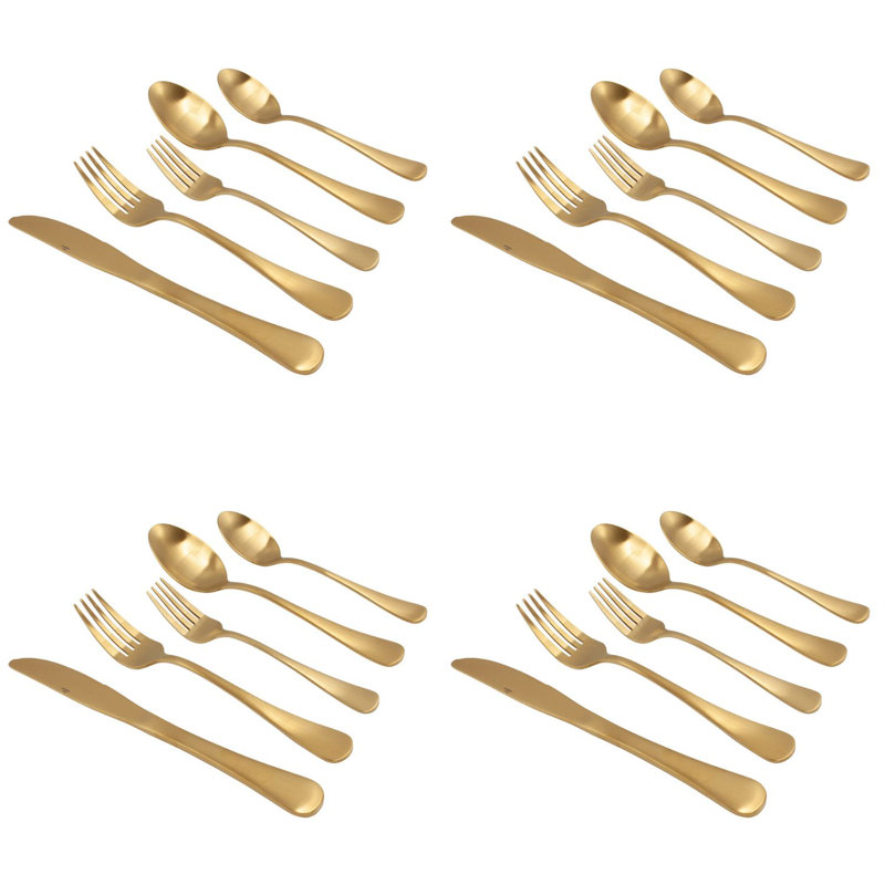 Service de couverts en acier inoxydable 40 pièces pour 8 personnes Lulie Matte, Doré