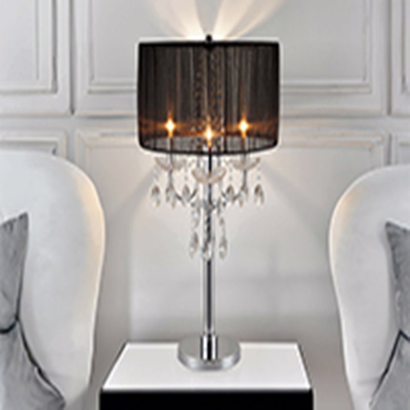 29.5"H Black/Chrome Crystal Inspired Table Lamp