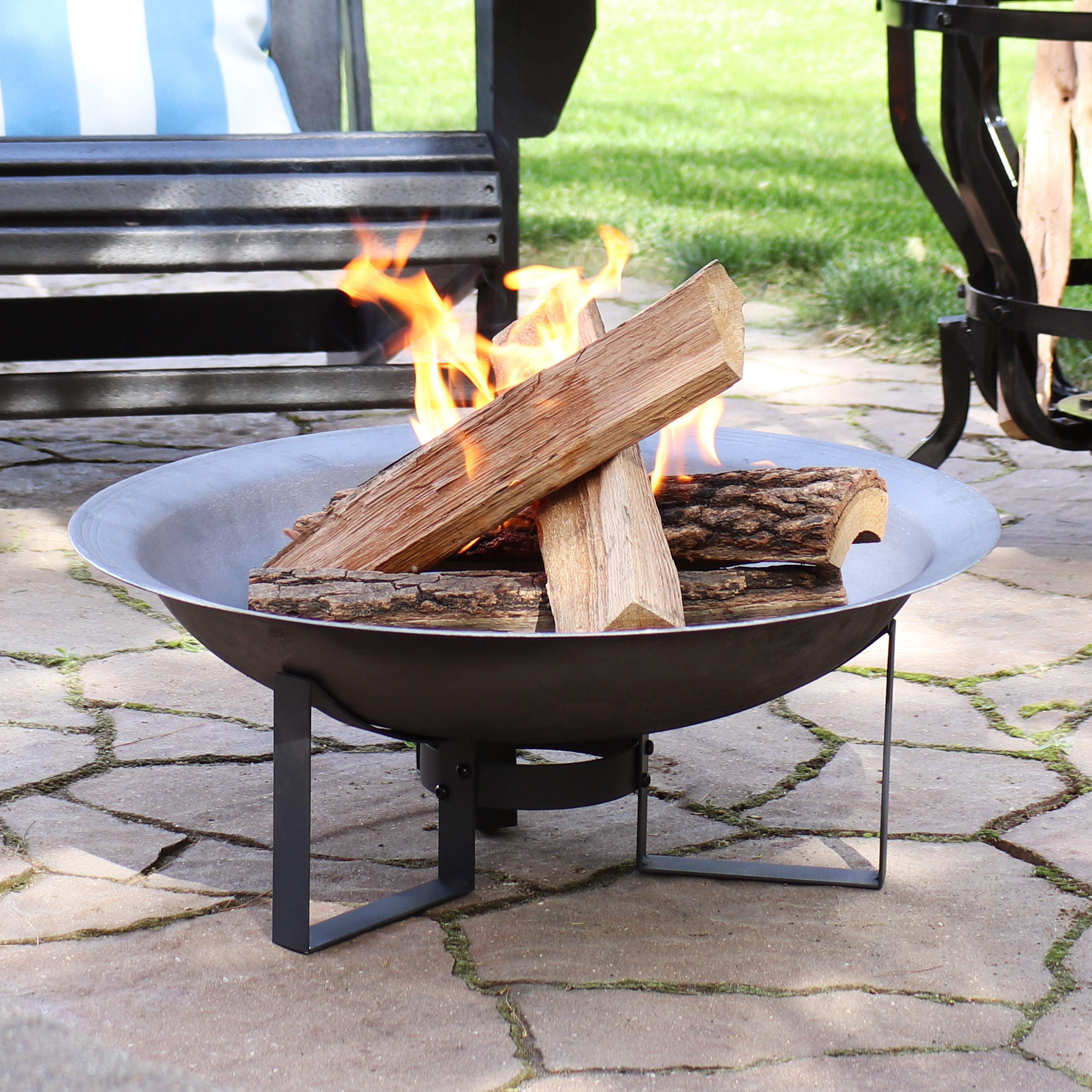 Arlmont & Co. Navia Rustic Bowl Cast Iron/Steel Wood Burning Fire Pit