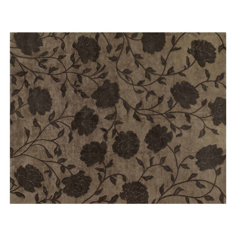 Floral Area Rug in Brown/Taupe, Rectangle 12' x 16'