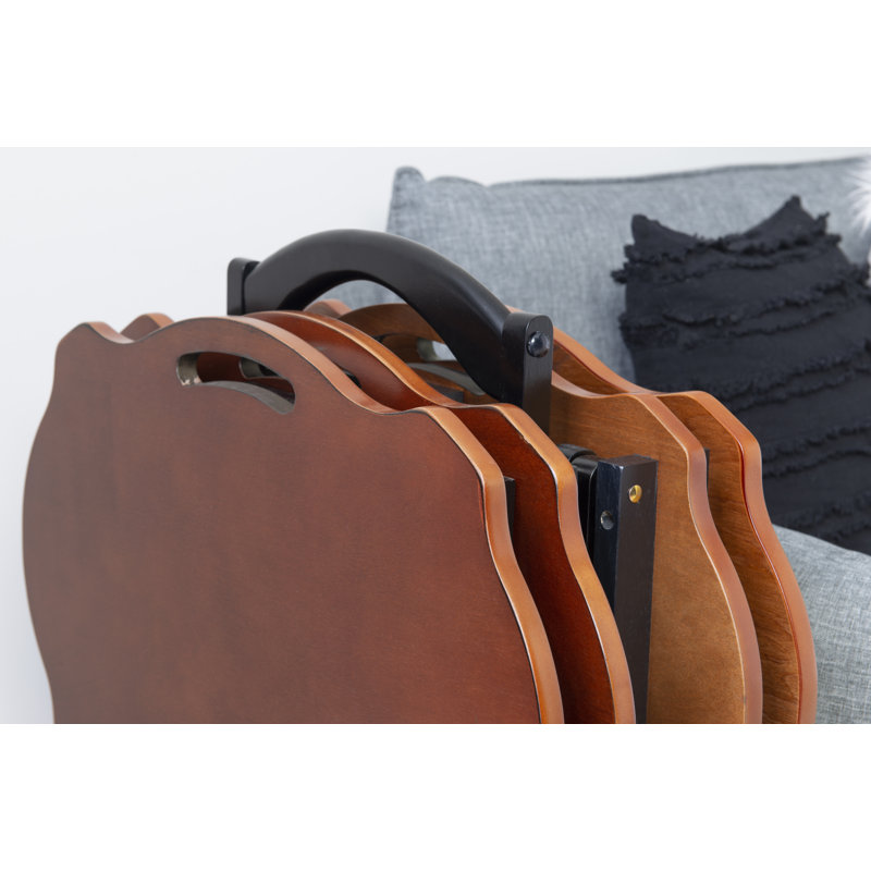Elvin Oversized Folding Laptop And Tray Table Set, Brown/Black