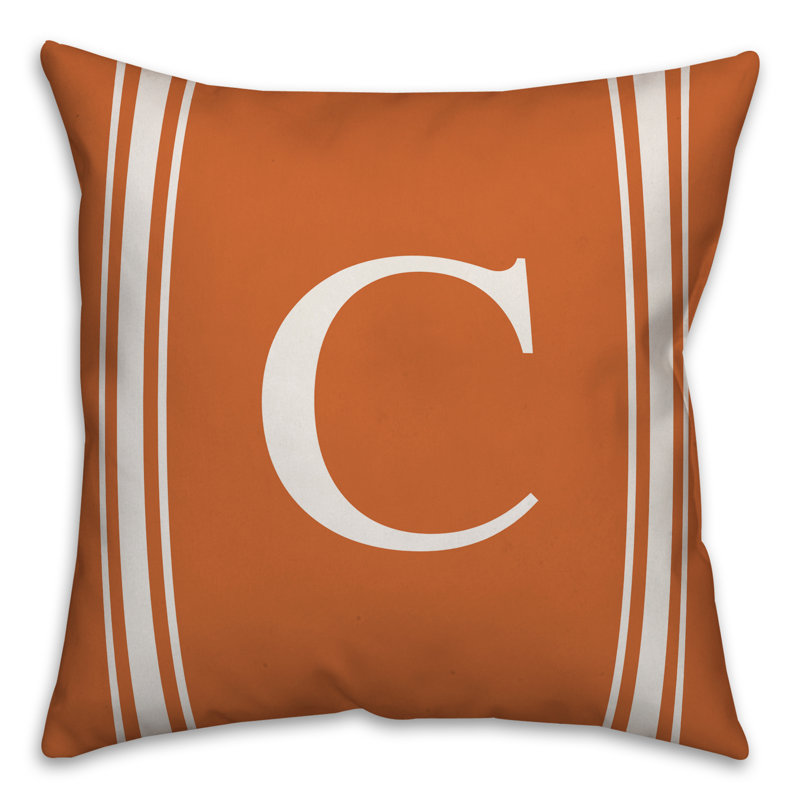 Striped Throw Pillow, C, Orange