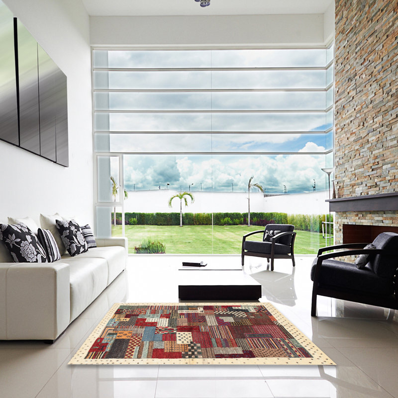 Tapis brun/gris zone contemporaine, Carré 5 pi