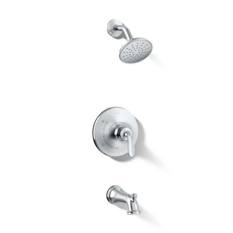 Ensemble de garniture de robinet de baignoire et de douche à pression équilibrée Bellite Rite-Temp 1 fixé au mur, Chrome poli