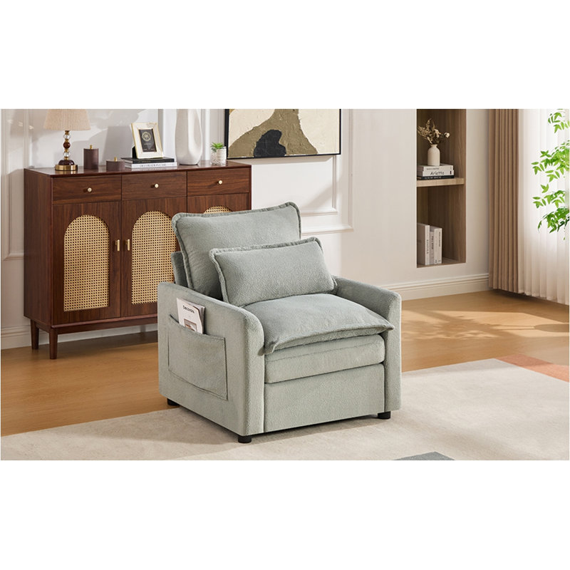 Fauteuil d'appoint rembourré moelleux 31,9 po Modern, Vert