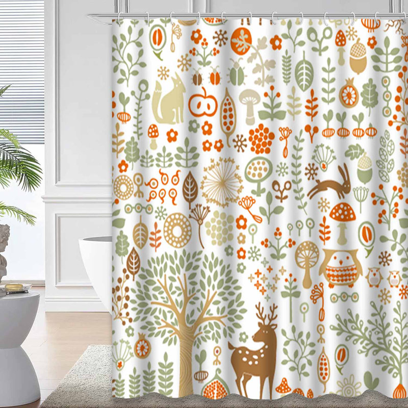 Rideau de douche Autumn Animal Owl, L 72 po x l 78 po