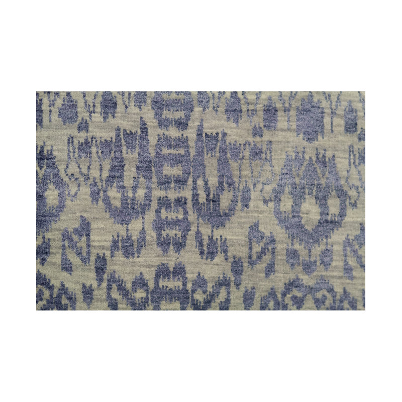 Tapis argenté et bleu foncé noué à la main de haute qualité