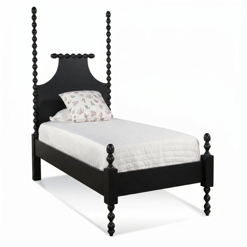 Mary Spindle Four Post Bed, Twin, Black