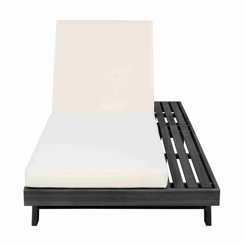 Outdoor Lounge Chaise With Water-Resistant Lounge Cushion, Cream