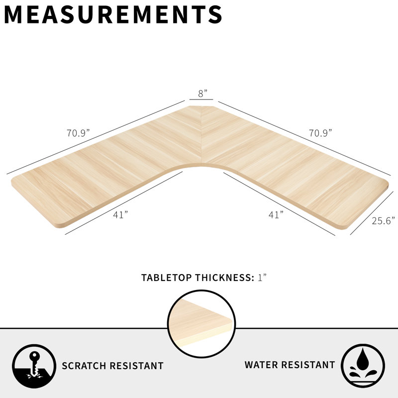 1" H x 70.9" W Desk Table Top, Light Wood