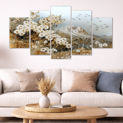 Watercolor Sunflower Desert Landscapes - Sunflowers Canvas Print Set of 5