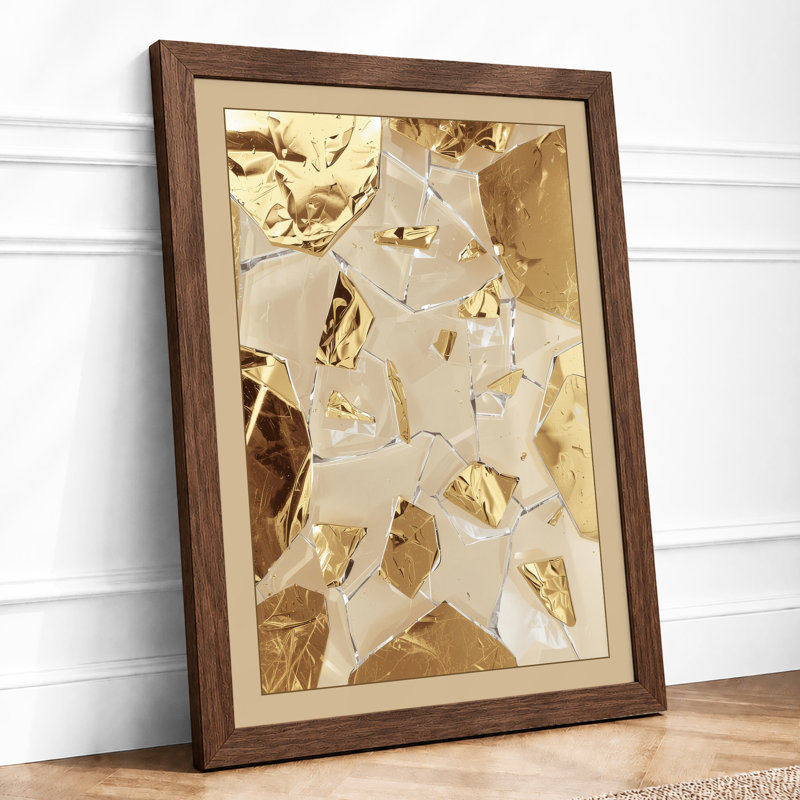 Scattered Fragments Abstract - Framed Print, A4 - 29.7 x 21.0 cm, Walnut