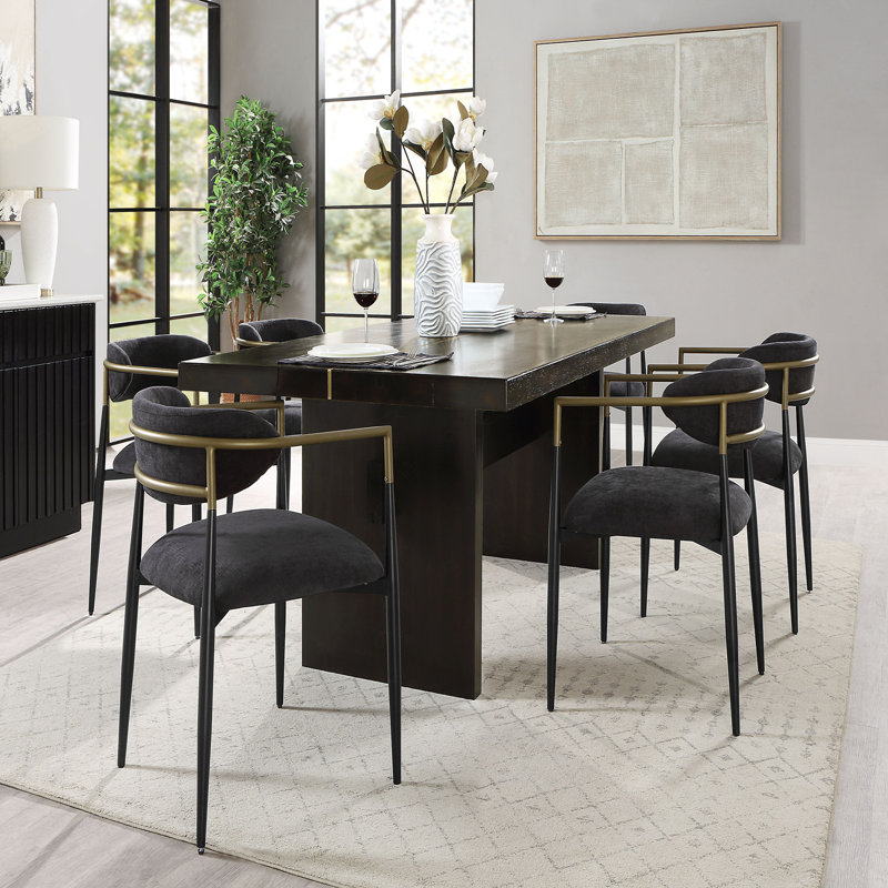 Gold & Rustic Espresso Finish 7PCS Dining Room Set