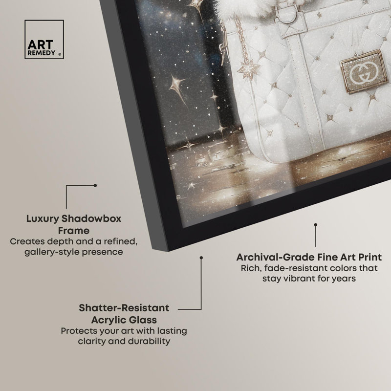 «Constellation Kittens Purse Shadowbox Print» par Art Remedy, H 13 po x l 13 po, Noir, noir, noir, noir