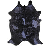 Cheveux délavés à l'acide sur cuir de vache bleu marine vieilli 3 - 5 m - A