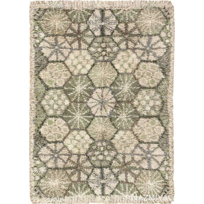 Scandinavian One-of-a-Kind Rectangle 4'6" x 6'3" Rectangle Area Rug in Green