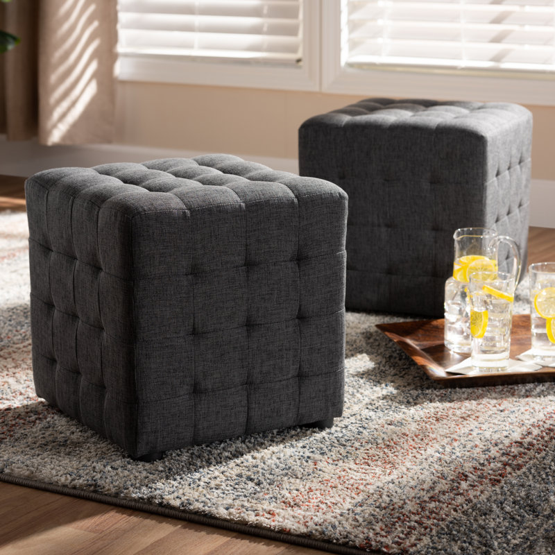 Gelene Upholstered Ottoman, Dark Gray