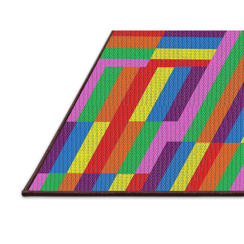 Rouge/vert/bleu Tapis décoratif, Rectangle 8 pi x 12 pi