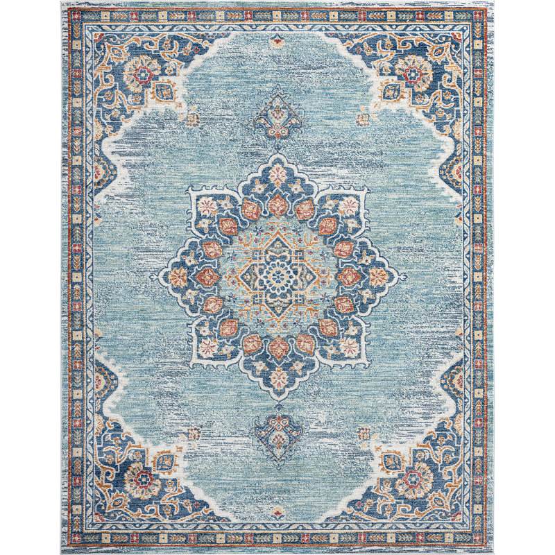 Tapis bleu Deundre, Rectangle 8 pi 10 po x 12 pi 2 po