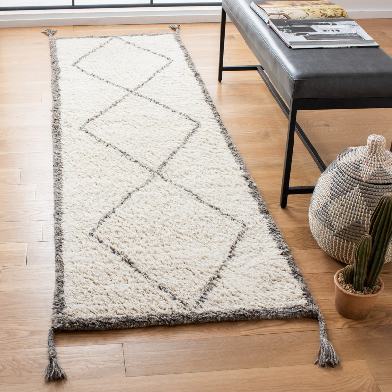 Tapis en laine touffeté à la main Powell, Tapis de couloir 2 pi 3 po x 10 pi