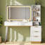 Dressing Table with LED Mirror and USB Charging Port, 5 Drawers, Storage Shelves and Glass Top