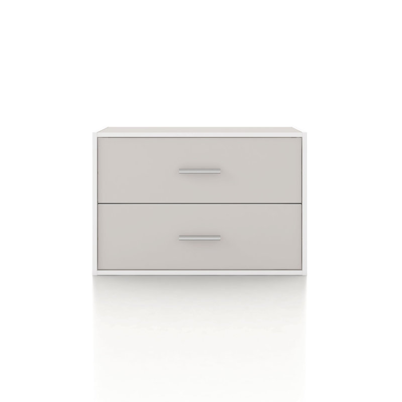 Breayla 15.7"H 2-Drawer Wooden Storage Bookcase, Greige
