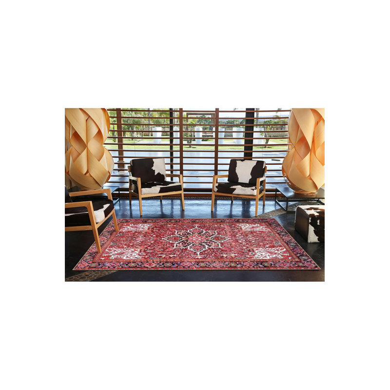 Tapis blanc tissé à motif géométrique traditionnel de couleur blanche lavable à la machine