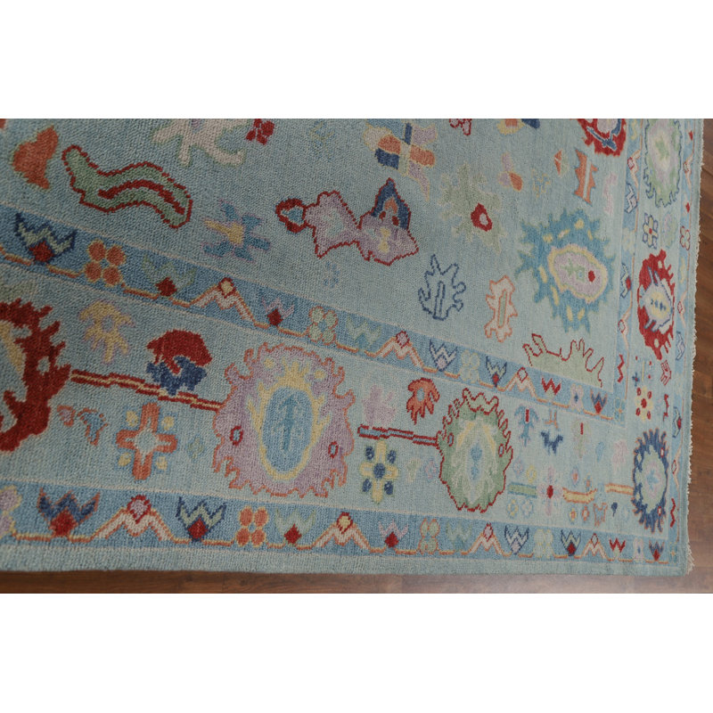 Tapis de salon bleu clair Oushak 9 x 12