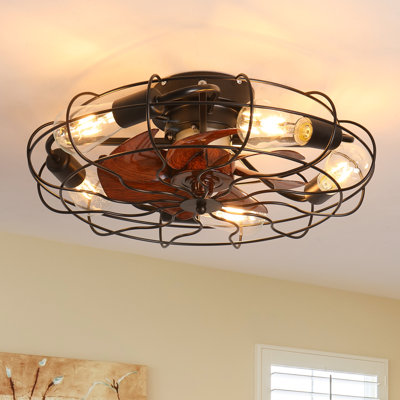 Guinel 19.7"" Low Profile Caged Ceiling Fan with Lights Remote Control -  Williston Forge, 209EB2EAD4A9458898521318EA95816B