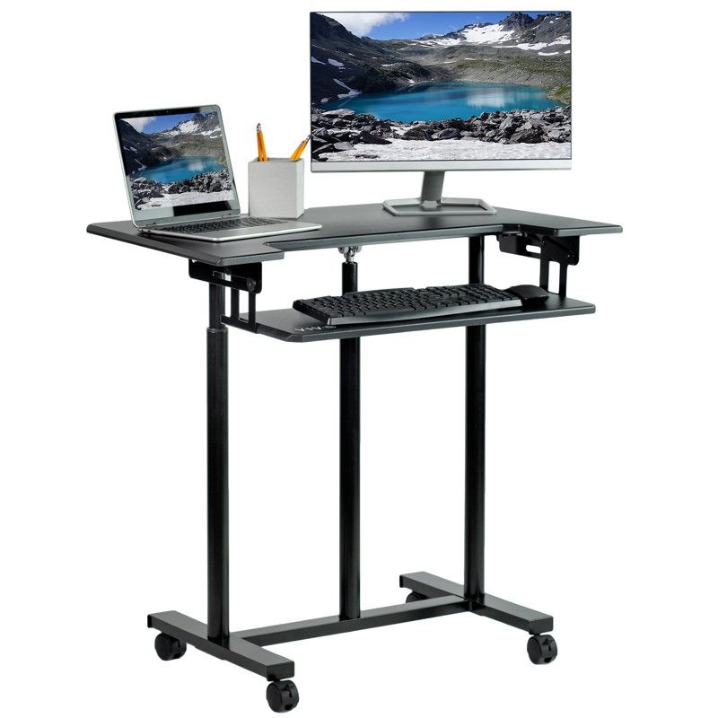 Black Adjustable Height Standing Desk with Keyboard Tray