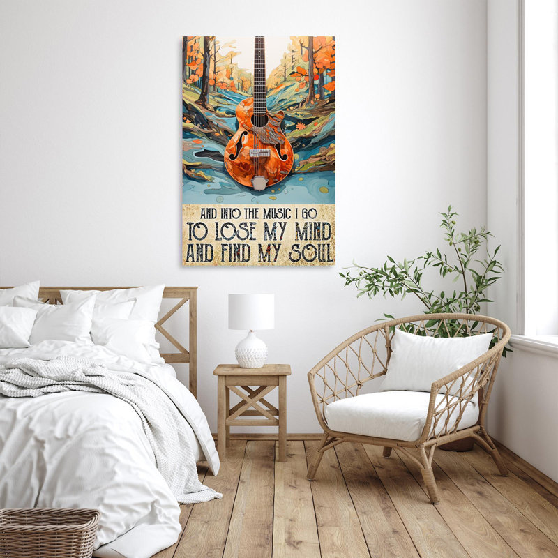 «Guitare et la musique sur toile», H 36 po x l 24 po x P 1,25 po
