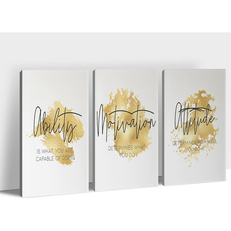 Office Wall Art - 3 Panel Motivational Canvas Art For Home Office, Positive Quote Wall Decor, Entrepreneur Words Poster Frame, 16'X24'x3pcs