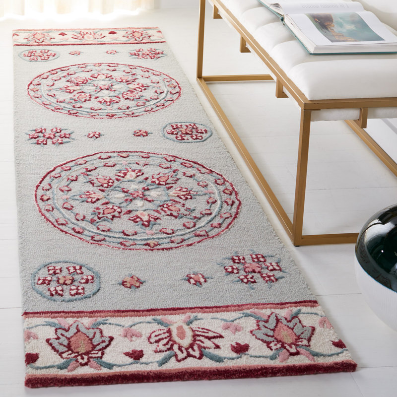 Cuayo Hand Tufted Wool Floral Rug, Runner 2'3" x 8'