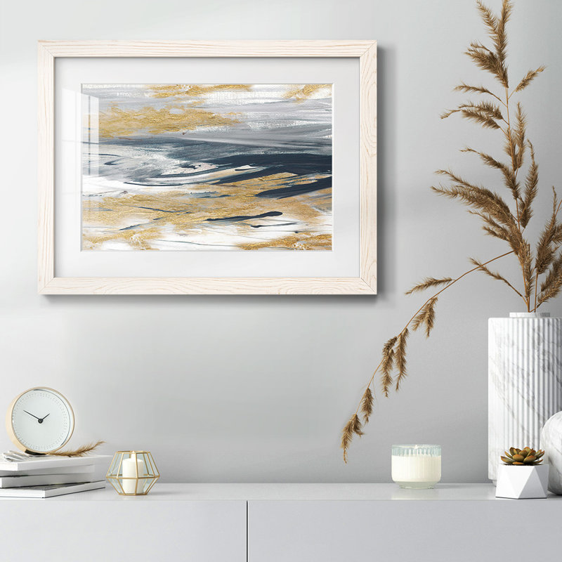 Tumultueux bleu marine, impression sur papier, Blanc