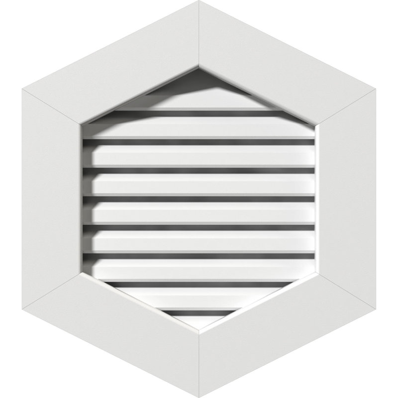 Évent gable vertical en pvc avec cadre plat en pvc blanc, H 27 po x l 17 po x P 3 po, Brai 14/12