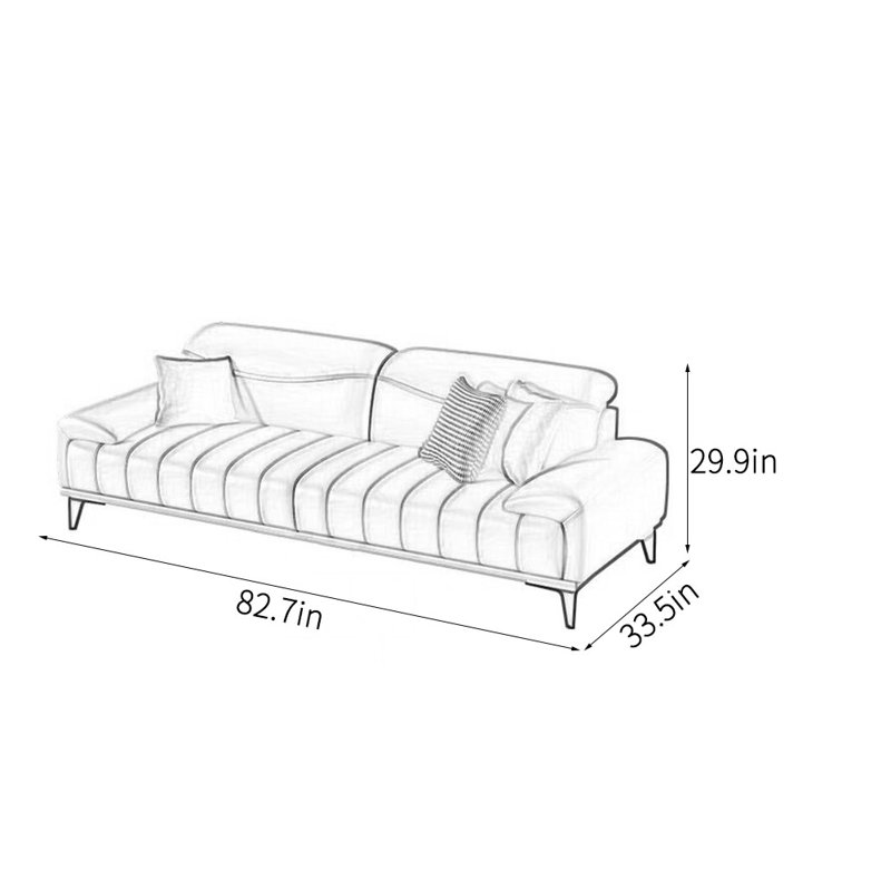 Canapé de bureau simple et moderne, H 29,9 po x l 106,3 po x P 33,5 po, 3