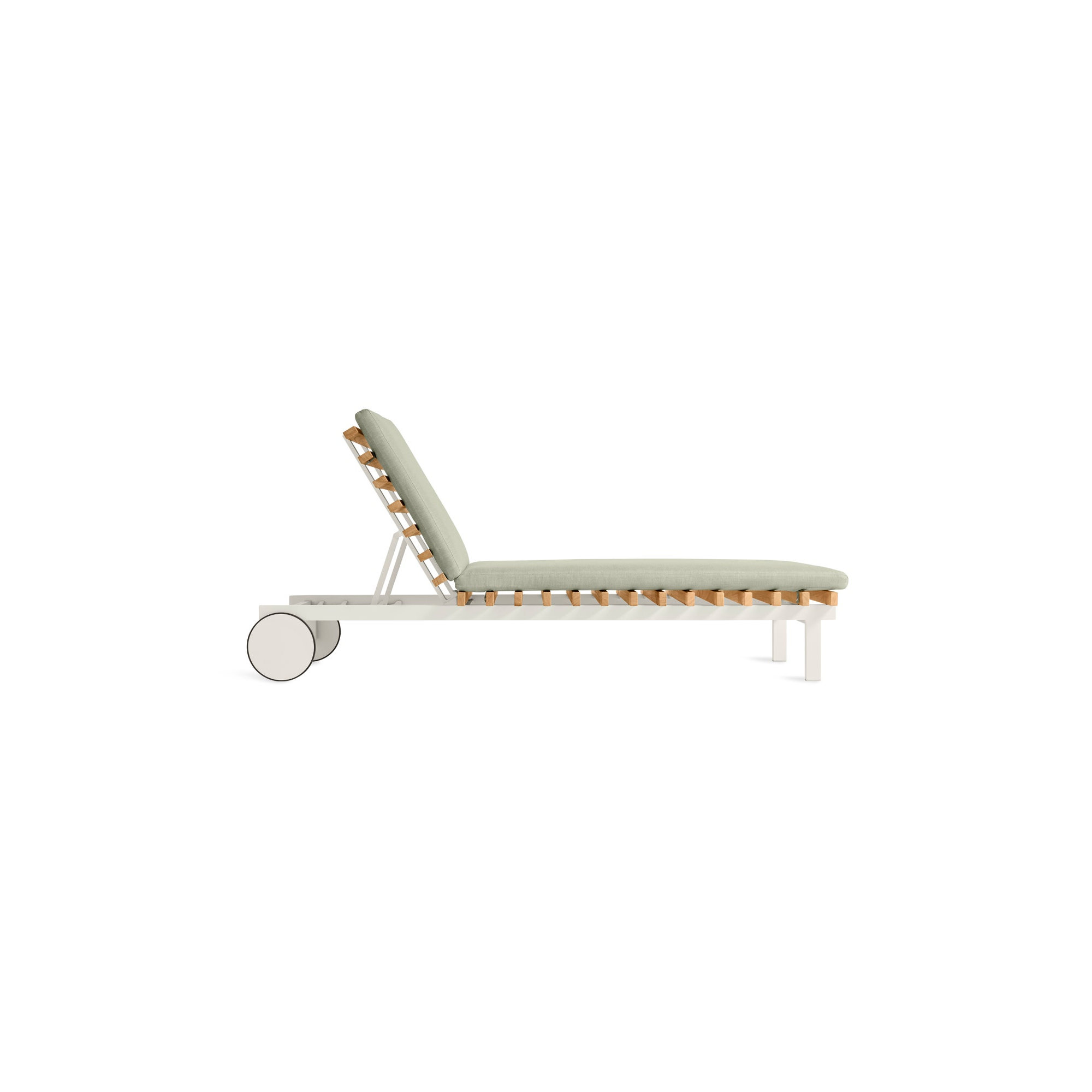 Perch 26'' Outdoor Powder Coated Aluminum Chaise Lounge, White, Sunbrella Oasis