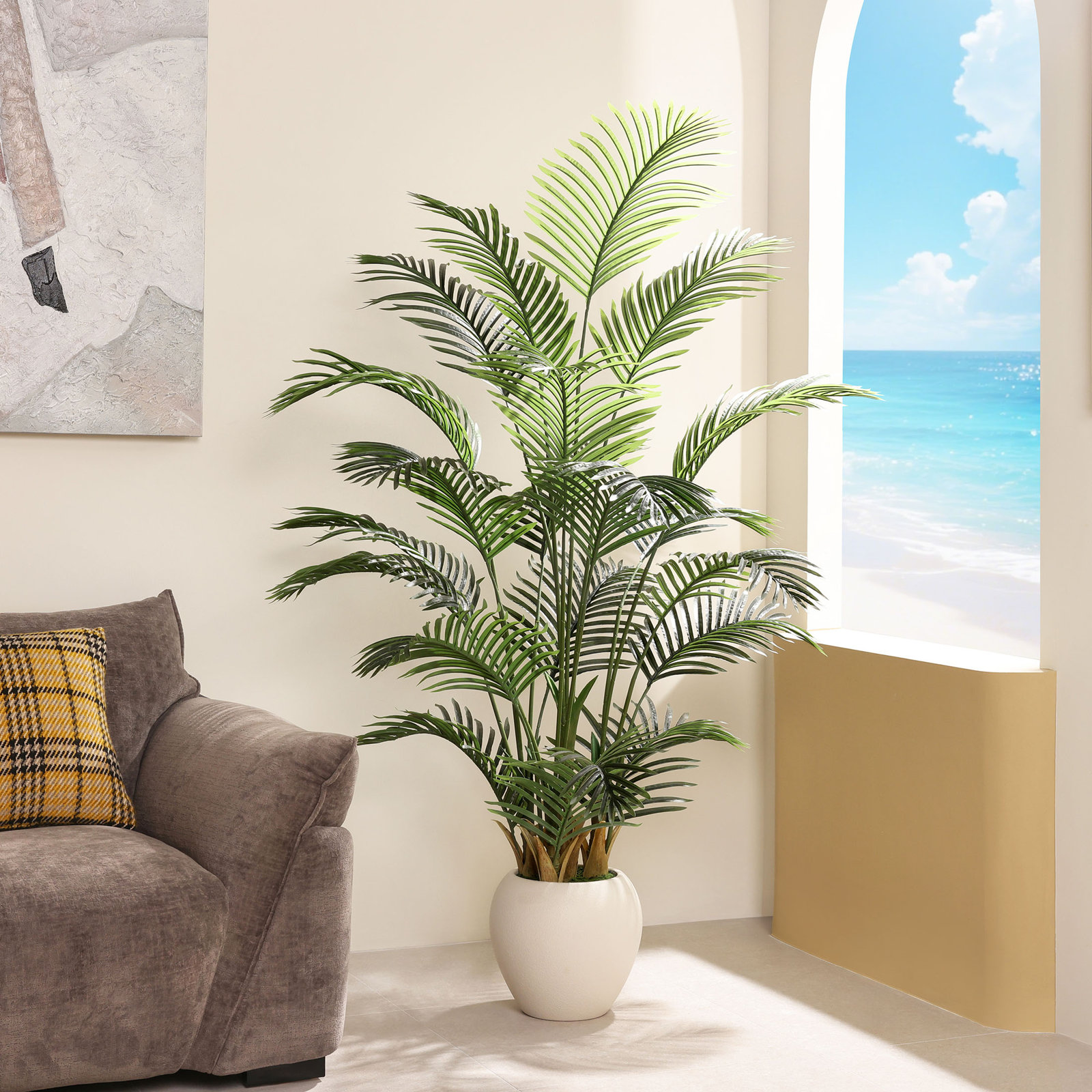 Moreell Palm Tree Plant in Pot, 72" H x 44" W